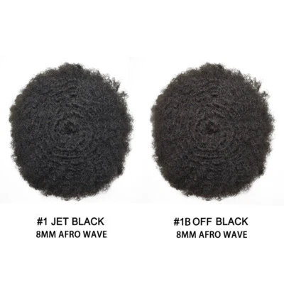 Peluca Afro Toupee para hombre sistema de reemplazo de cabello negro toupee mono poli NPU Foto 1 de 4