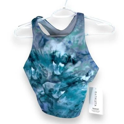 NEW Athleta Padded Sports Bra Womens S Blue Purple Racerback Stretch Fitness $64 - Image 1 of 4