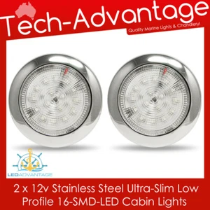 2 x 12v ACERO INOXIDABLE Delgado 16-LED Montaje Superficial Luces Interiores Techo - Imagen 1 de 5