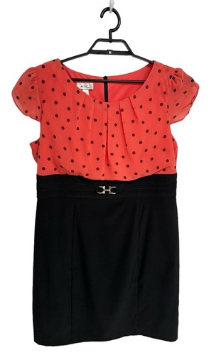 Abito in guaina a pois nero e arancione ALYX Limited da donna a maniche corte taglia 18