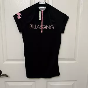 Billabong Girls Size 10 Surf Top Rash Guard Quarter Zip Size 10 Black NWT - Picture 1 of 3