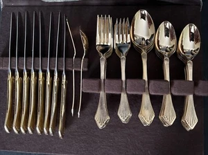 Supreme by TOWLE 50pc Silverware Cutlery Gold Plated Set - Picture 1 of 6