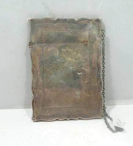 VICTORIAN STERLING SILVER LADIES CARD CASE 1.53 TROY OUNCES Cover