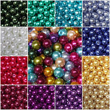 PEARL GLASS  BEADS~ROUND~200x4mm~100x6mm~50x8mm~25x10   BUY 3 GET 3 FREE