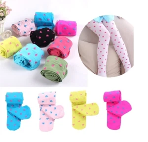 Kids Girls Footed Heart Dots Tights Stockings Ballet Candy Colors Opaque Stock - Picture 1 of 10