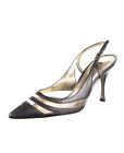 Dolce And Gabbana Vynel And Silver Leather Chic Mid Heels Size It 38