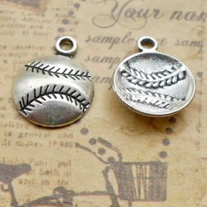 10pcs/lot Vintage Silver Alloy Charms Softball Pendants Craft Making Findings - Picture 1 of 2