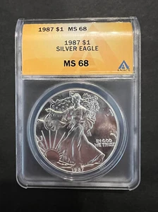 1987 $1 American Silver Eagle ANACS MS 68 - Picture 1 of 2