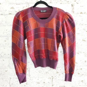 Vintage Kitty Hawk Ballonärmel Pullover Lila Argyle Langarm Damen 60er 70er - Bild 1 von 9