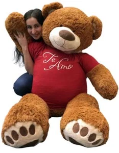 5 Foot Giant Teddy Bear 60 Inches Fully Stuffed Ready to Hug, Wears TE AMO Shirt - Picture 1 of 6