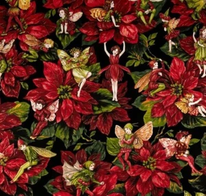 18 x 18 Christmas Pillow Cover Michael Miller Christmas Flower Fairies Red - Picture 1 of 1