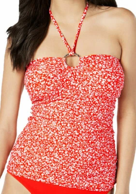 Michael Kors Logo-Ring Multi-Way Straps Tankini Top, Terracotta, S, M, L, XL - Image 1 of 4