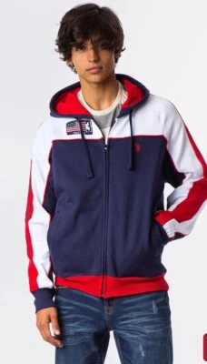 EE. UU. COLORBLOCK CREMALLERA SUDADERA CON CAPUCHA-EE. UU. Polo Assn- Equipo EE. UU. Juegos Olímpicos-Talla 2XL Foto 1 de 4