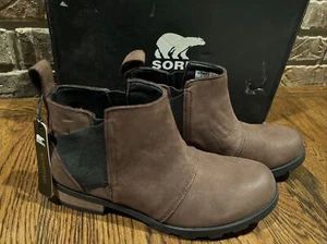 Sorel Cattail Brown Emelie Chelsea Boots Booties Waterproof Leather Women's 5.5 - Picture 1 of 7