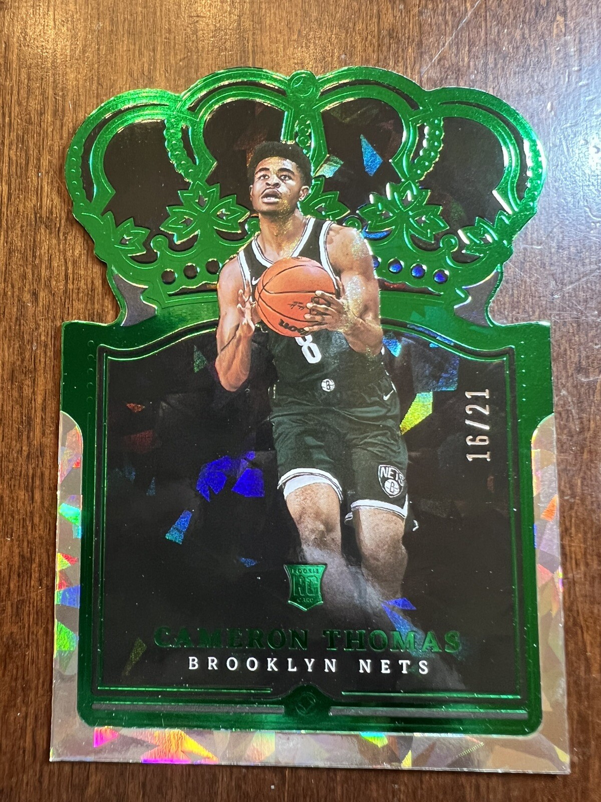 2021-22 Crown Royale CAMERON THOMAS FOTL Green Crystal #/21 SSP NETS D001 ROOKIE