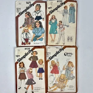 Lot Of 4 VTG Simplicity Patterns Child Girl Ruffle Blouse Skirt Pajamas Size 6-7 - Picture 1 of 5