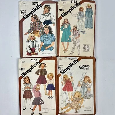 Lot Of 4 VTG Simplicity Patterns Child Girl Ruffle Blouse Skirt Pajamas Size 6-7 - Image 1 of 4