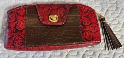 Embreagem de couro real Holii vermelha e marrom feita à mão na Índia - Imagem 1 de 4