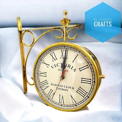 8 Inch Brass Double Sided Polish Finish Wall Clock Home & Office Wall Decor Gift - Image 1 of 4