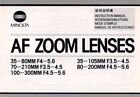 MINOLTA - AF Zoom Lenses - User's Instruction Manual - K56
