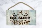 eat sleep fish fishing inspirational Fathers Day gift wood sign decorative items