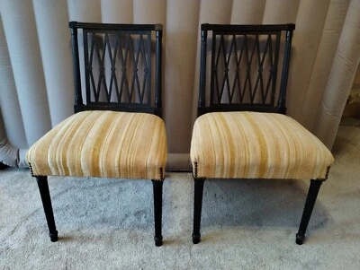 Vintage 2 Antique Sheraton Mahogany Dining Room Lattice Back Chairs early 1900's - Image 1 of 4