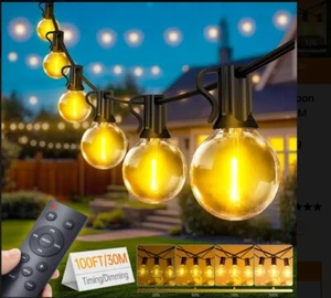 Außen Lichterkette Netzbetrieben - G40 Garten Girlande Lichter 100FT/30M Dimmab - Bild 1 von 10