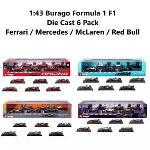 1:43 Burago Formula 1 F1 Car Model 6 Pack Set Ferrari Mercedes McLaren Red Bull - Picture 1 of 50