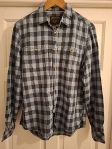 Burton Mens Long Sleeve Button Down Grey an Blueish Check Flannel Shirt - Picture 1 of 8