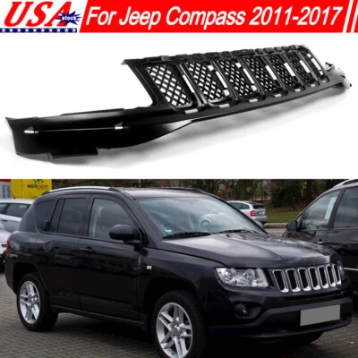 Fit For Jeep Compass 2011-2017 Front Bumper Upper Grille Grill Black Replacement - Image 1 of 4