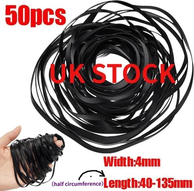 50Pc 4mm 40-135mm Universal Mix Cassette Rubber Drive Flat Belt For Tape Machine - Image 1 of 4