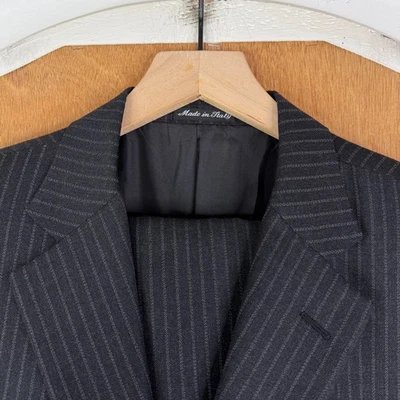 Pal Zileri Suit Mens 42R Gray Triple Pinstripe 3 Button Wool Canvas Italy 34x28 - Image 1 of 4