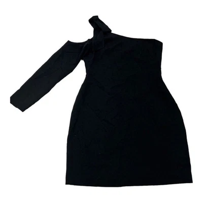 Black Halo Dress Womens 8 Black One Shoulder Fitted Mini Event Cocktail Party - Image 1 of 4