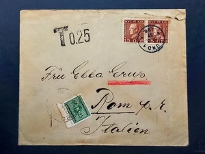 Suecia, Lund a Italia, Roma 1937. Tasada. Error año en tampón de llegada tc875 - Picture 1 of 2