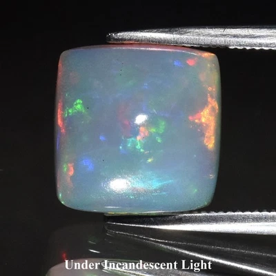 💎 3.10ct Square Cabochon Natural White Opal - Color Play, Ethiopia Gemstone - Image 1 of 4