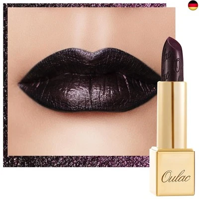 BESUCHE DEN OULAC-STORE OULAC Lippenstift Metallic Glanz Finish, Halloween Schwarz Glitzer Lippenstift
