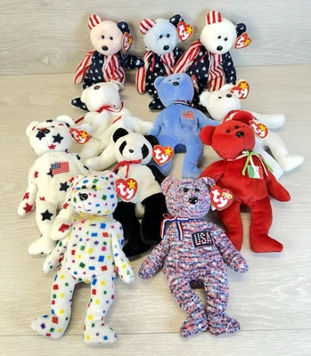 Lot of 11 Beanie Baby Bears America - Spangle - Maple - Valentino - 1999 to 2001 - Image 1 of 4