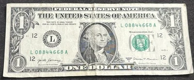 2017 A San Francisco $1 Bill Even Numbers Double 884466 Solid Devil 66’s Note - Image 1 of 2