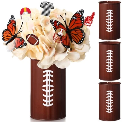 3 Pcs Football Table Centerpiece Football Vases Decor Galvanized Metal Vases ... - Image 1 of 4