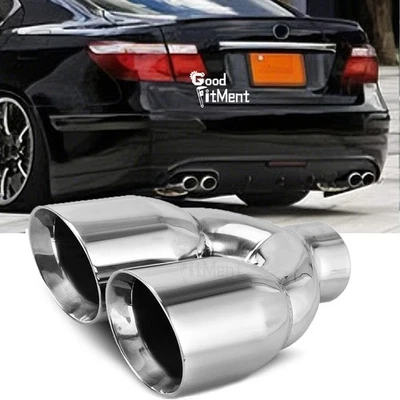 For Lexus LS460 LS430 500 2.5" inlet 3.5'' out 9.5" Double Wall Exhaust Dual Tip - Image 1 of 4