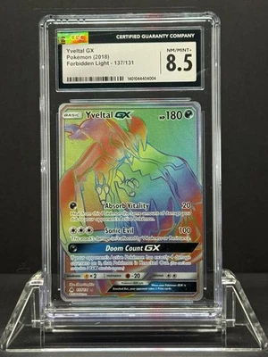 YVELTAL GX 137/131  - CGC 8.5 2018 Secret Pokemon - Forbidden Light Rainbow Rare - Image 1 of 3