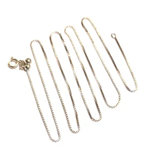925 sterling silver fine box chain link necklace 3.7g 24" 1.0mm adjustable ball - Picture 1 of 4