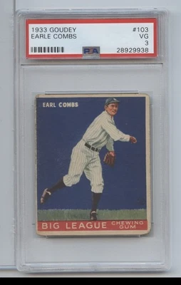 Goudey Earle Combs #103 1933 PSA 3 Foto 1 de 2