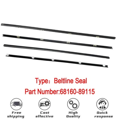 For 1984-89 Toyota Pickup 4Runner Front Inner & Outer Beltline Seal 68160-89115 Foto 1 de 4
