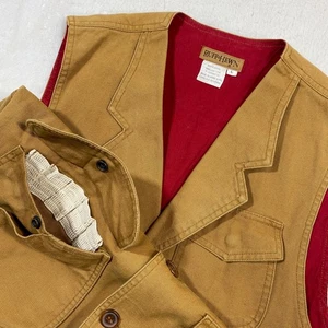 Vintage Ruff Hewn Canvas Hunting Workwear Vest Pocket Utility Chore Brown Mens L - Picture 1 of 11