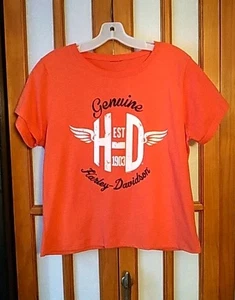 Damen Harley-Davidson Cropped Embroidered Orange T-Shirt, New York Gr. L - Bild 1 von 4