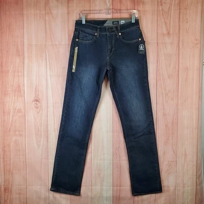 Volcom Solver Jeans Mens 28 X 32 Blue Denim Cotton Pockets Straight Leg Zip Fly - Image 1 of 4