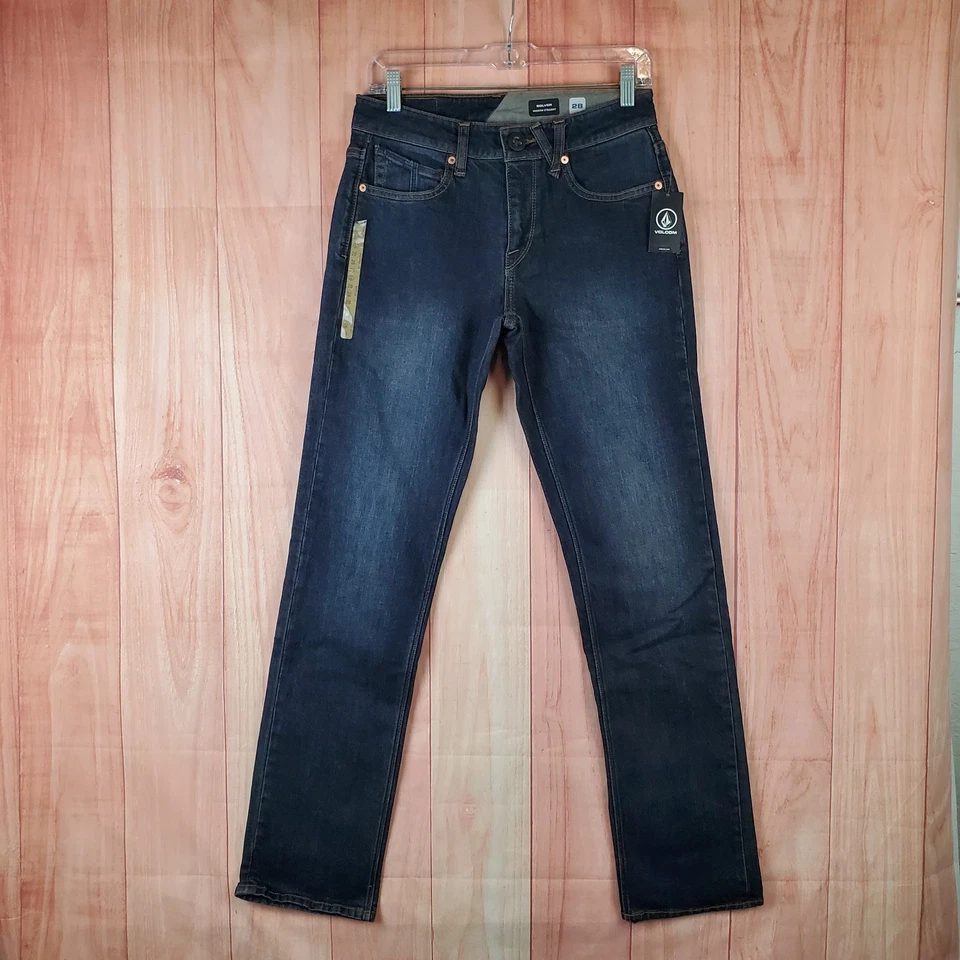 Volcom Solver Jeans Mens 28 X 32 Blue Denim Cotton Pockets Straight Leg Zip Fly - Image 1 of 4
