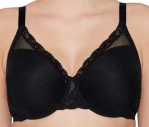 New NATORI 741299 Black Feathers Full Figure Underwire Bra Size 34D - Picture 1 of 4