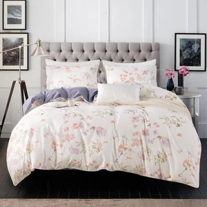 Queen Floral Duvet Cover 100% Soft Cotton 3 Pieces Flower Bedding Set for Gir... - Picture 1 of 9